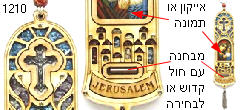 קשתית הנוצרי עם גילוף אומנותי של ירושלים העתיקה + צלב (לבחירה), מבחנה (לבחירה), אייקון (לבחירה) 